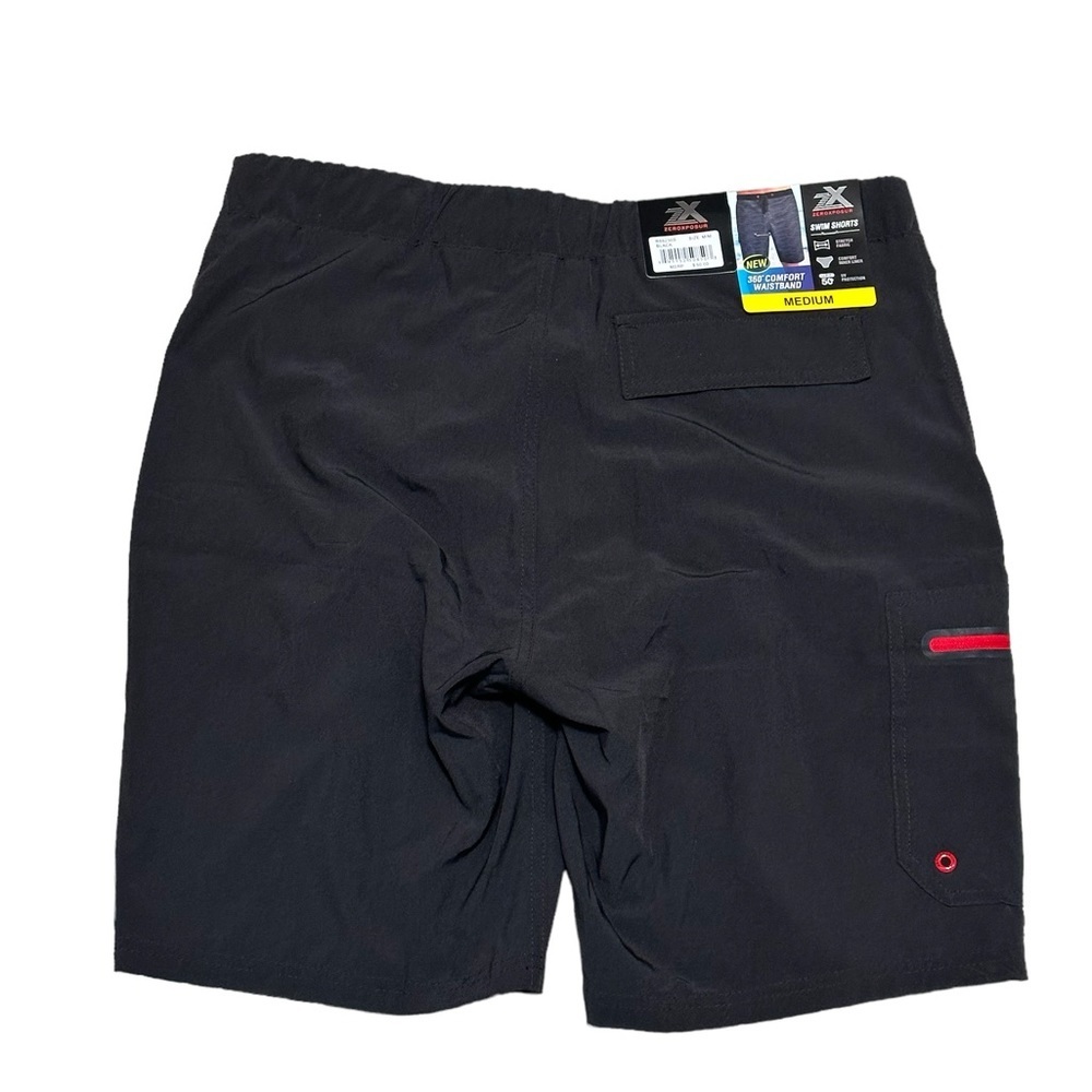 Men's Zeroxposur Medium Swim Drawstring Shorts Trunks Hybrid Black Elastic Waist - Picture 4 of 10